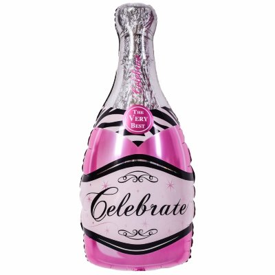 Шар (39″/99 см) Фигура, Бутылка Шампанское, Розовый